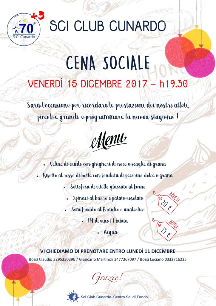 cena sociale menu